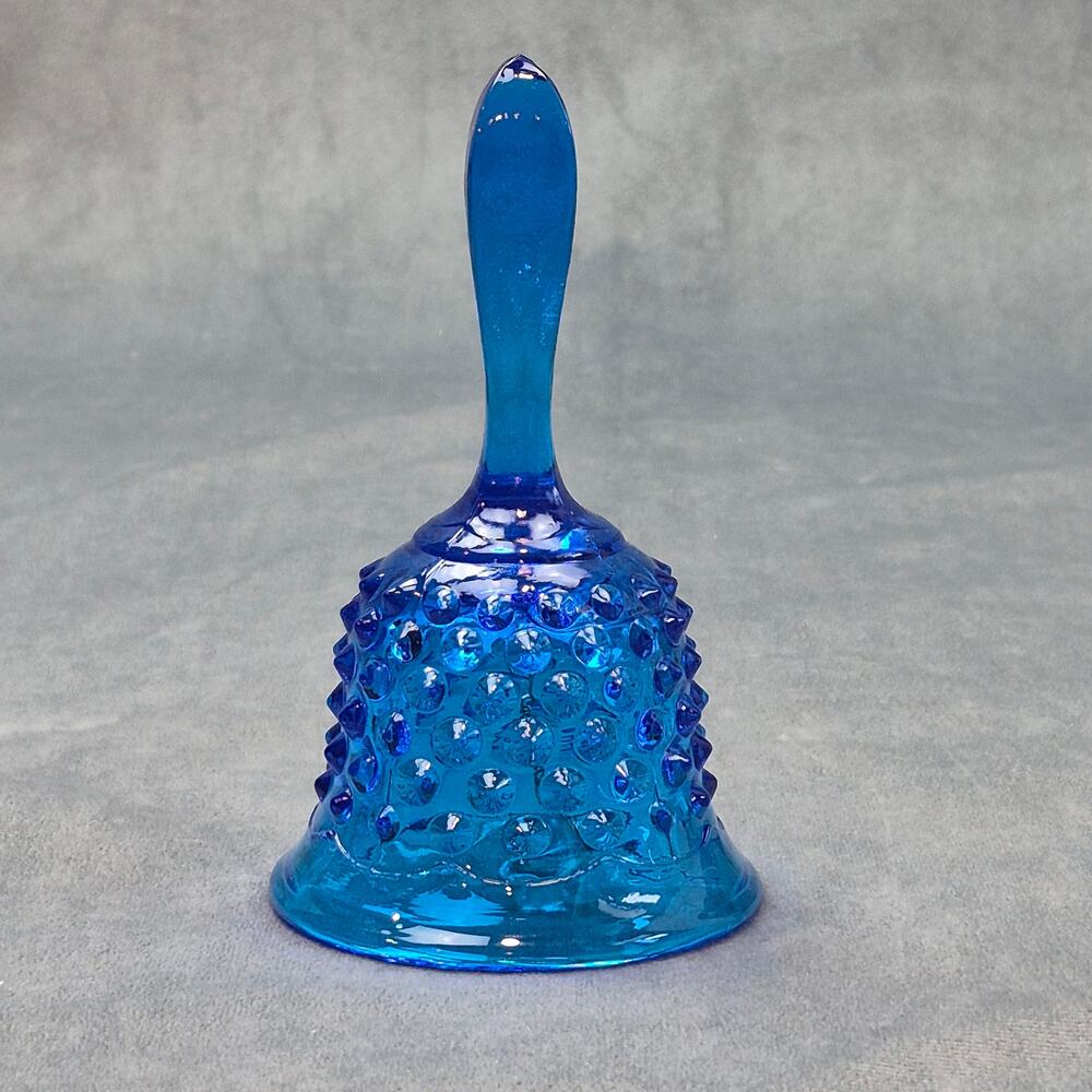 Vintage Fenton Art Glass Colonial Cobalt Blue Hobnail Glass Bell 6"